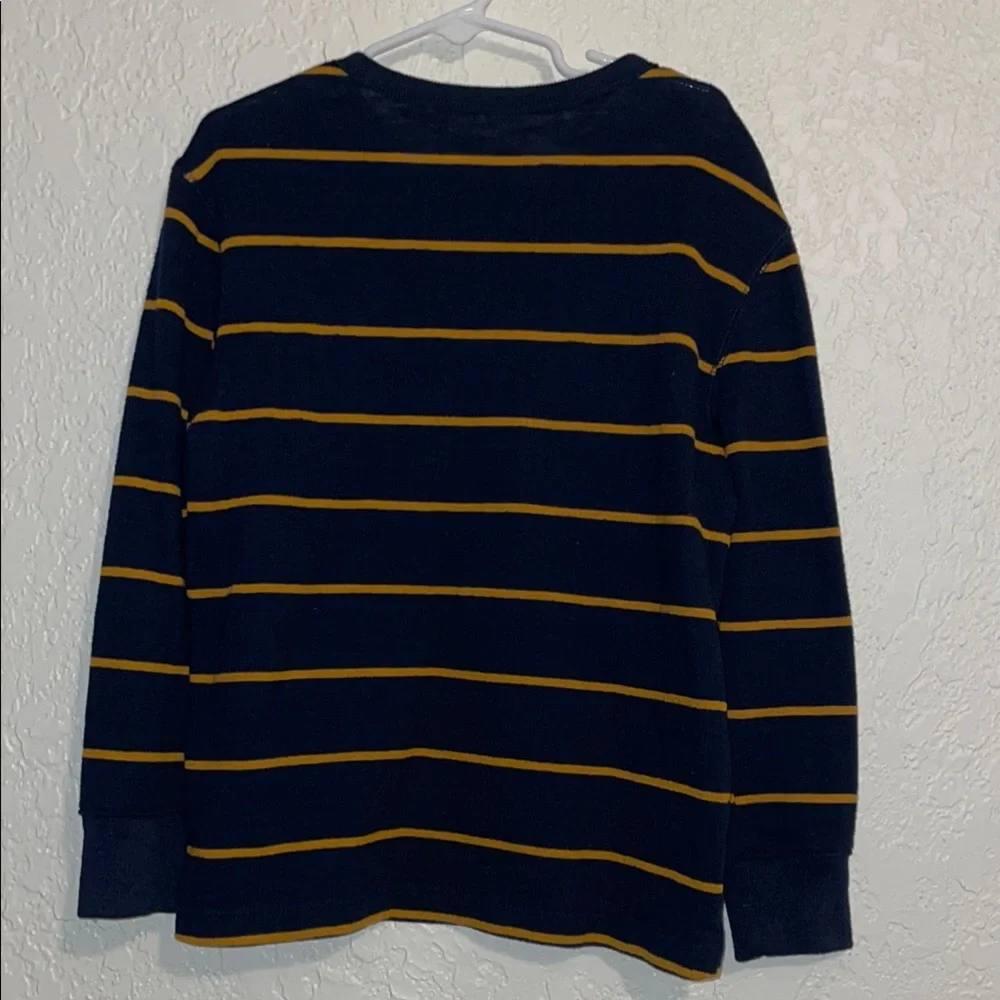 Navy Sweater long sleeve tee with Yellow Stripes - Picture 6 of 6